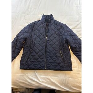 Ralph Lauren Sport Pony Equestrian Quilted Navy Womens S Full Zip Coat Jacket
